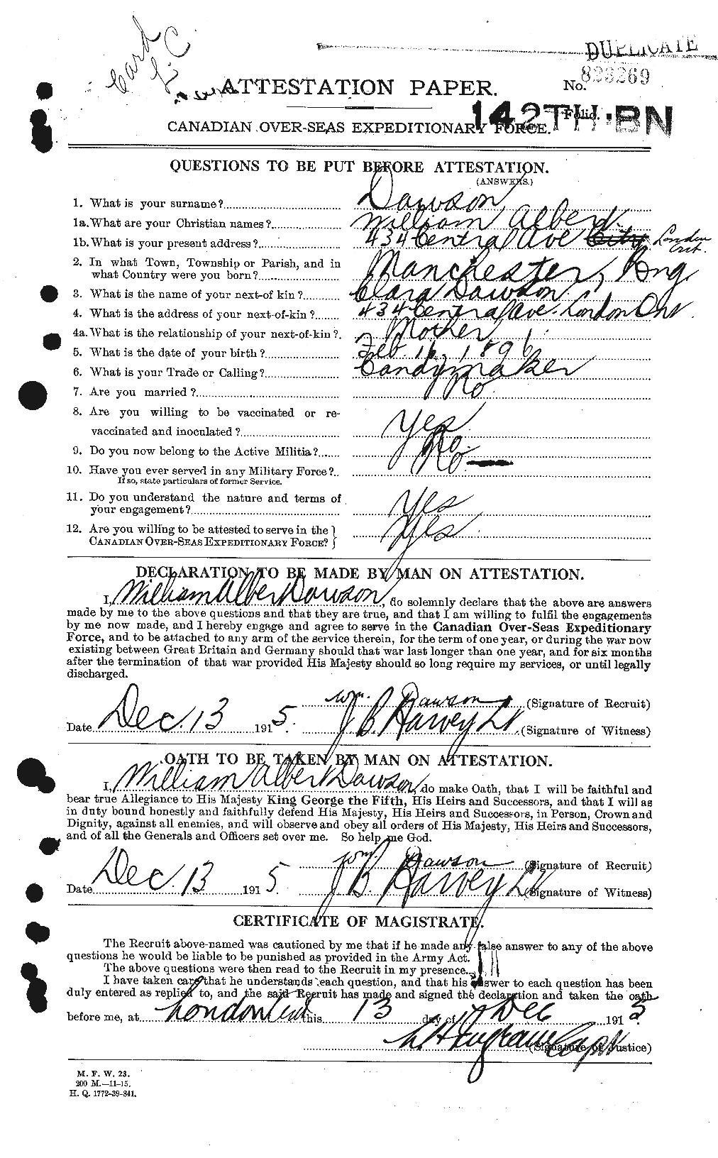 Personnel Records of the First World War - CEF 282883a
