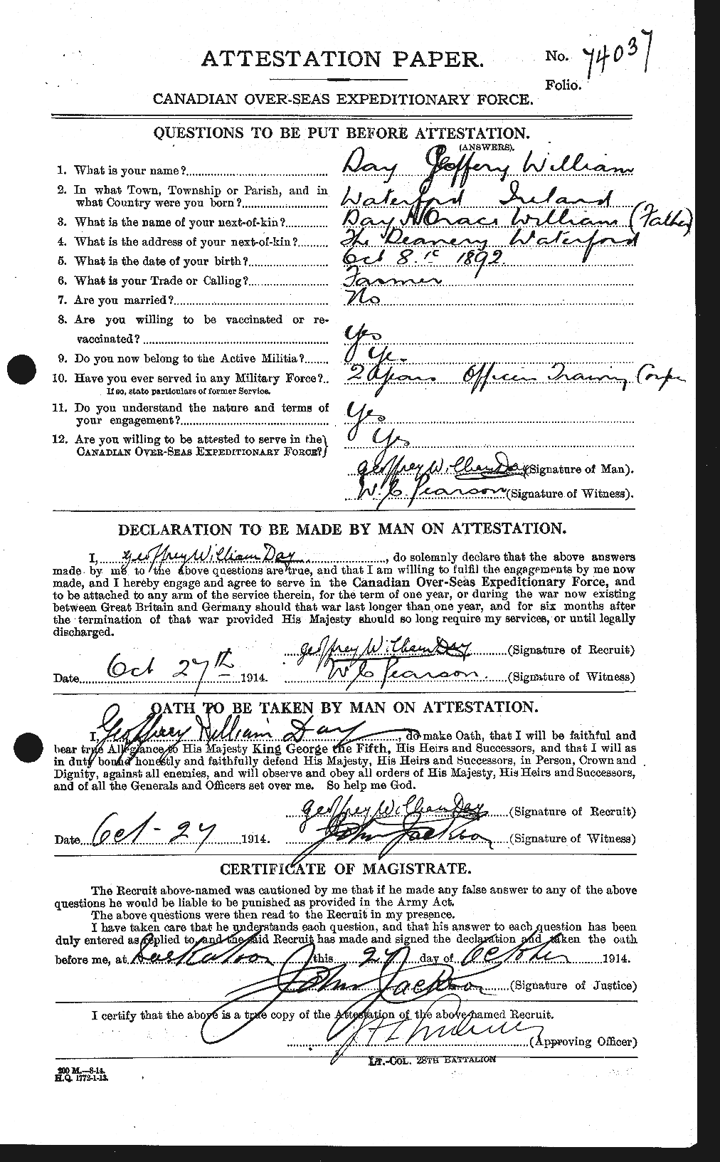 Personnel Records of the First World War - CEF 283063a