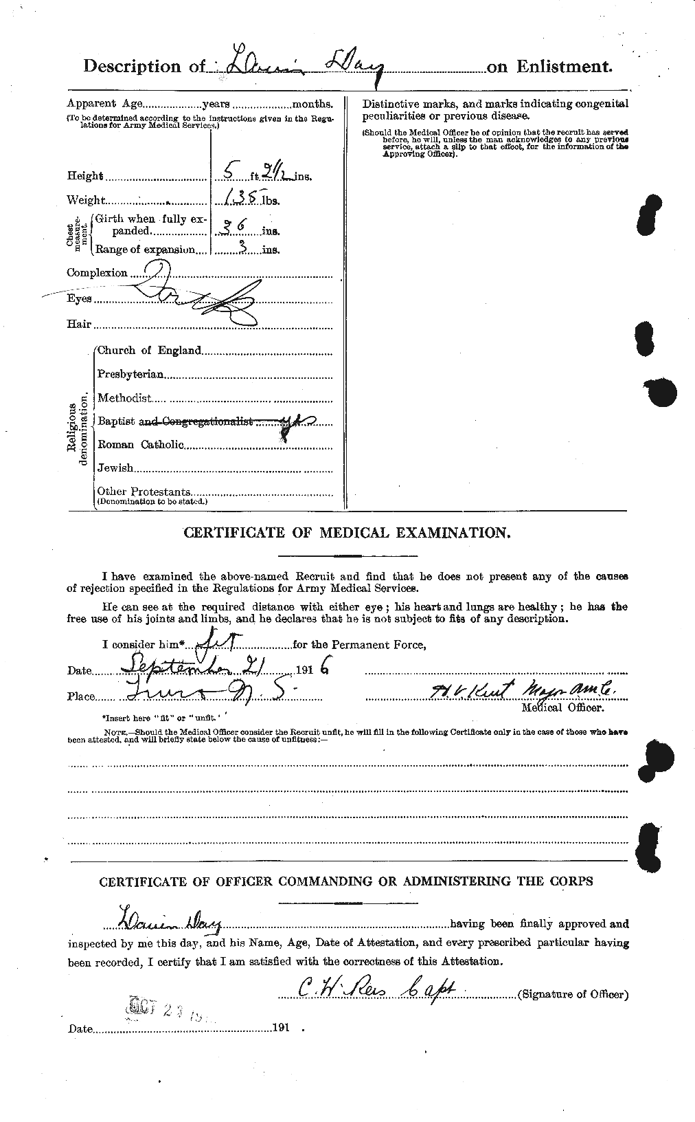 Dossiers du Personnel de la Première Guerre mondiale - CEC 283431b
