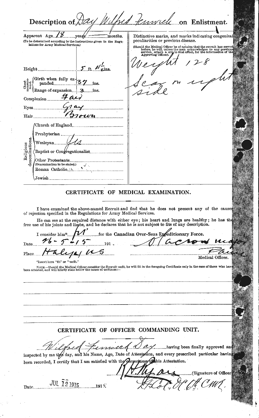 Dossiers du Personnel de la Première Guerre mondiale - CEC 283518b