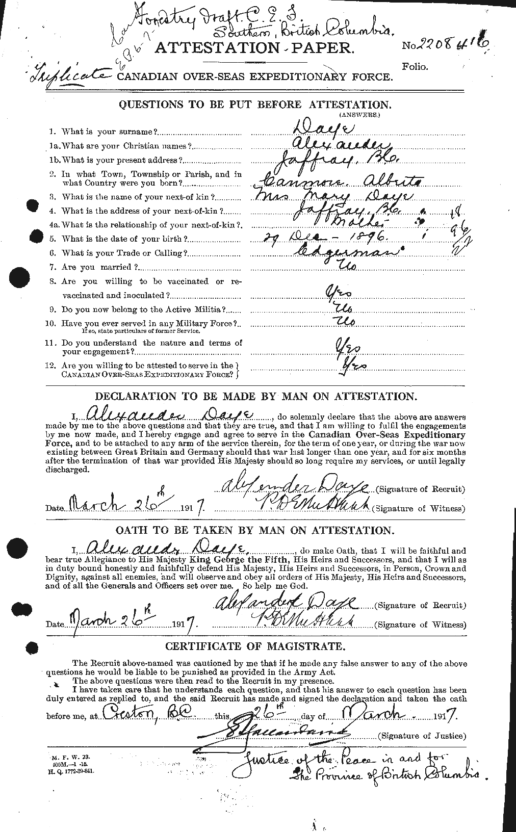 Personnel Records of the First World War - CEF 283558a
