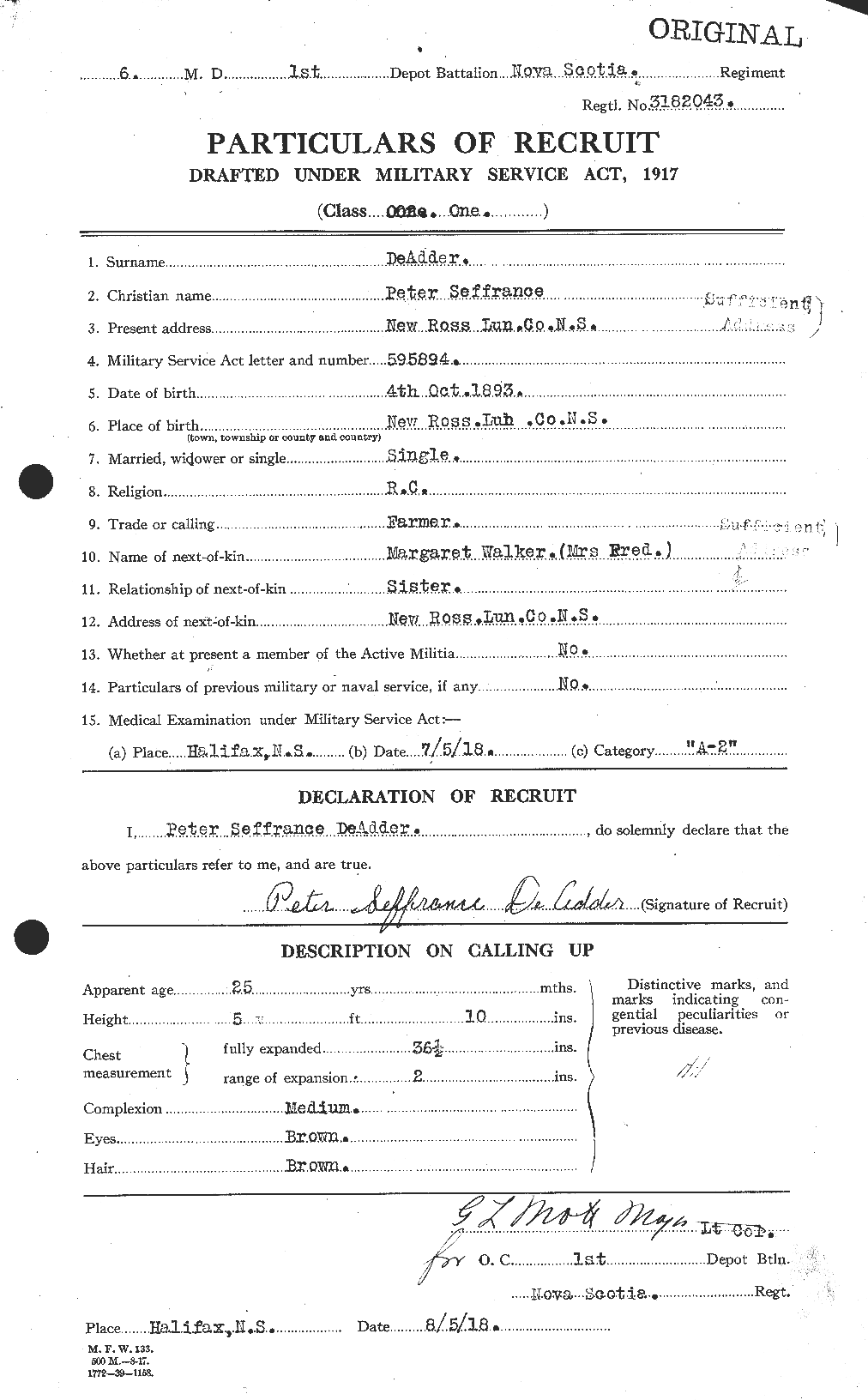 Dossiers du Personnel de la Première Guerre mondiale - CEC 283749a