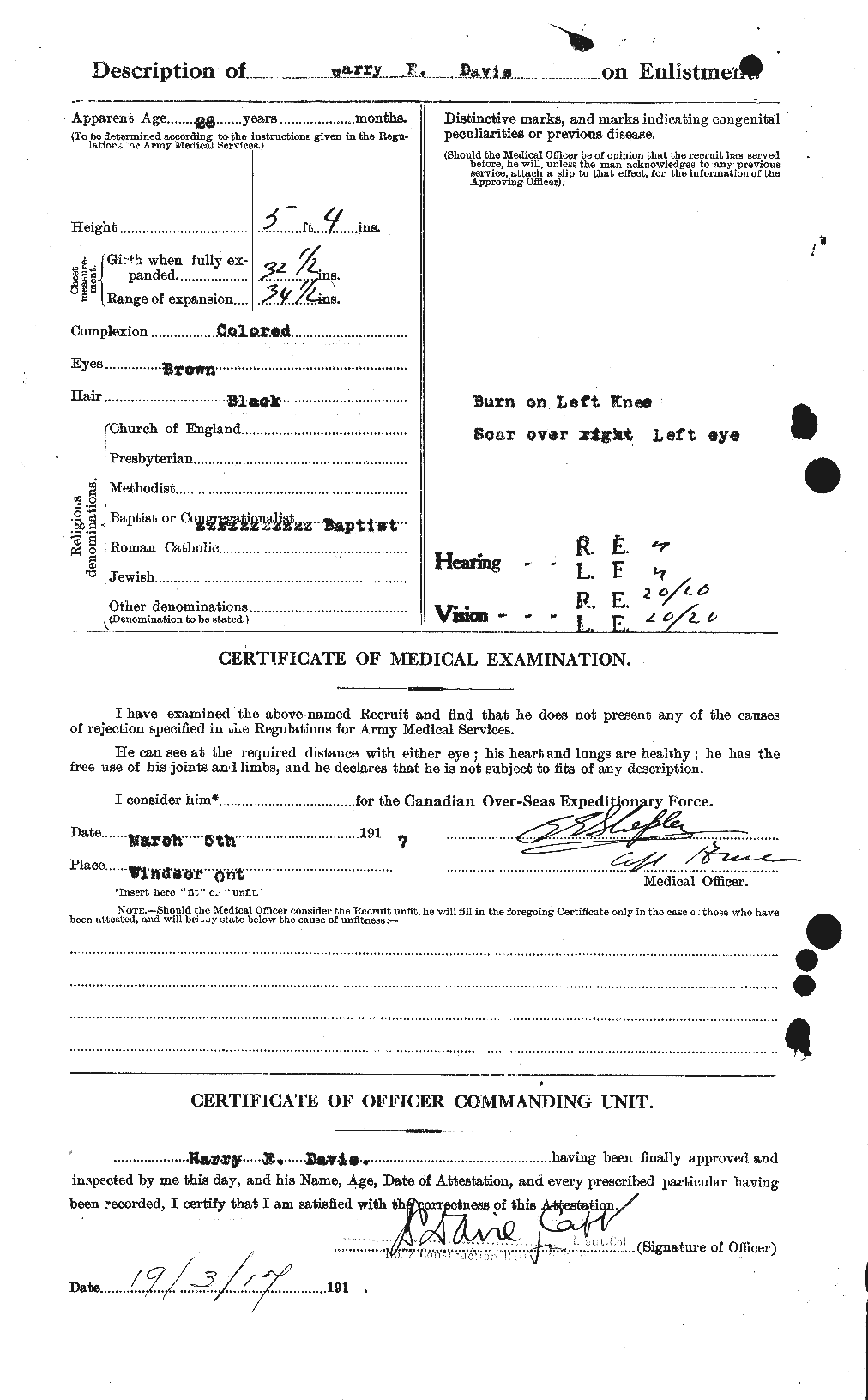 Dossiers du Personnel de la Première Guerre mondiale - CEC 283890b