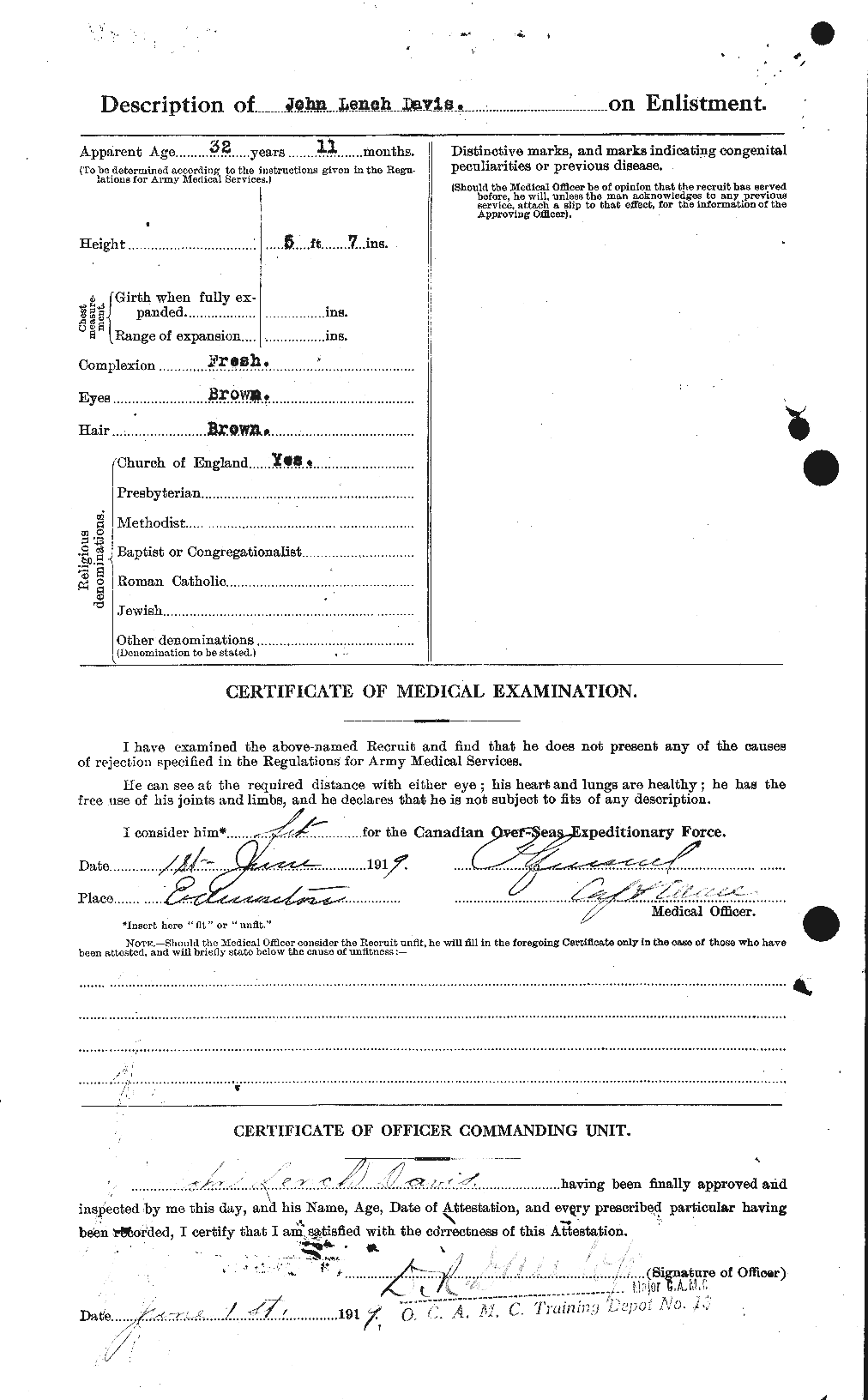 Dossiers du Personnel de la Première Guerre mondiale - CEC 284090b