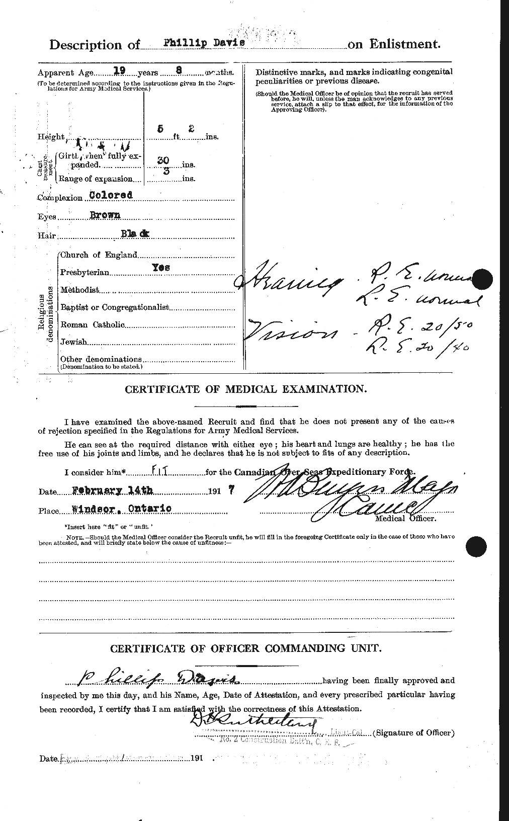 Dossiers du Personnel de la Première Guerre mondiale - CEC 284228b