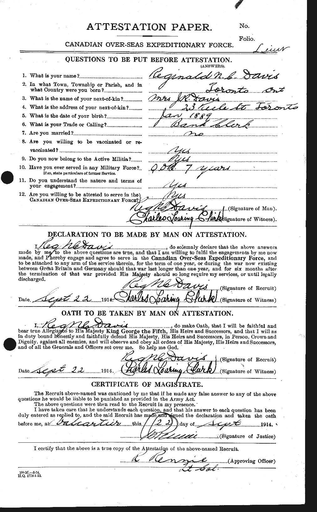 Personnel Records of the First World War - CEF 284245a