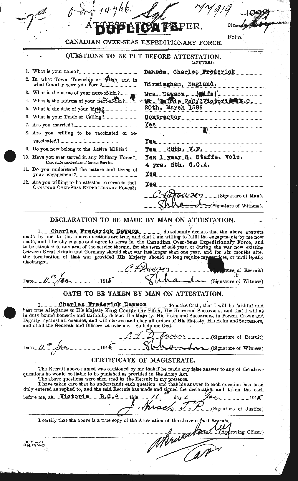 Personnel Records of the First World War - CEF 285086a
