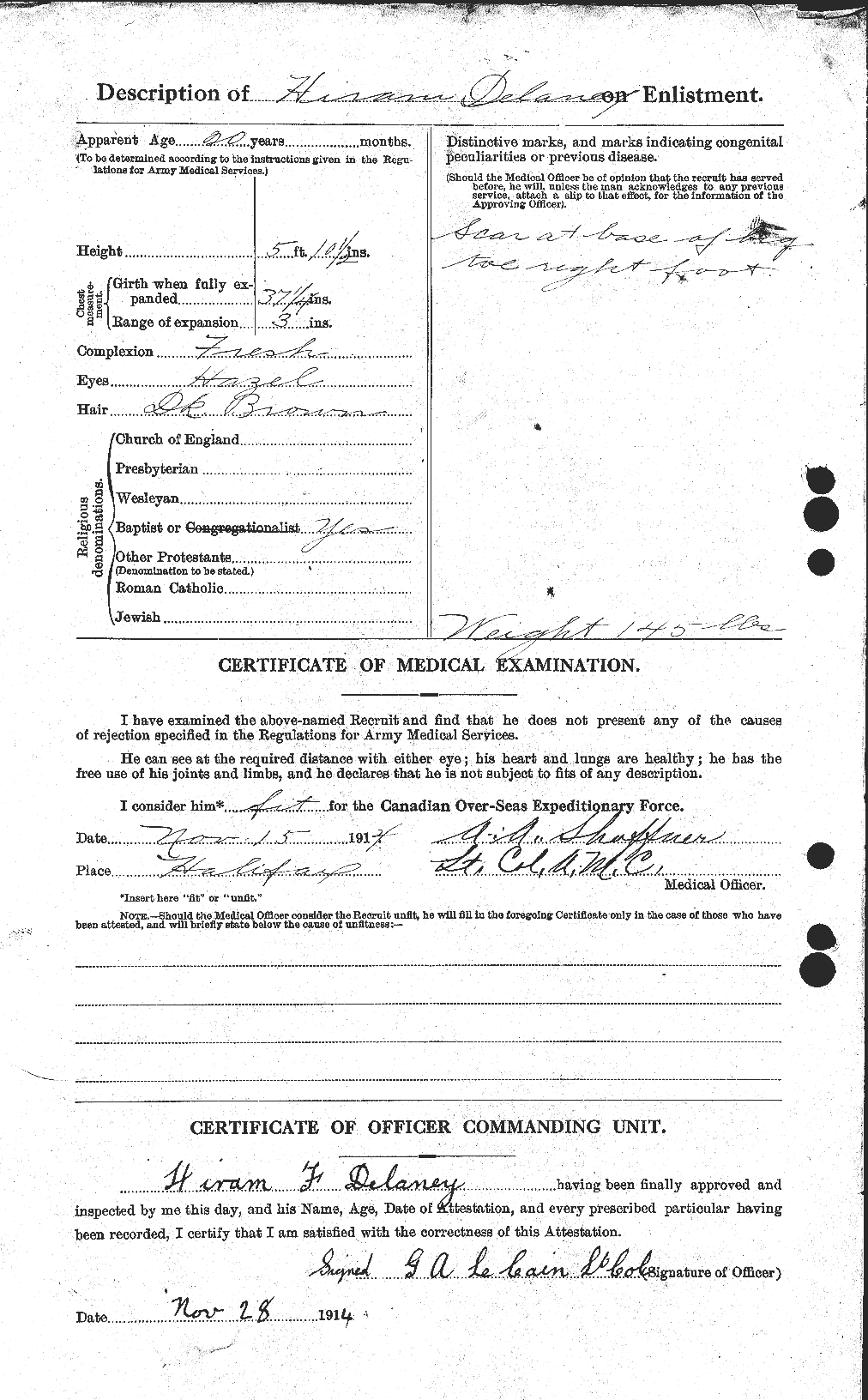 Dossiers du Personnel de la Première Guerre mondiale - CEC 285472b