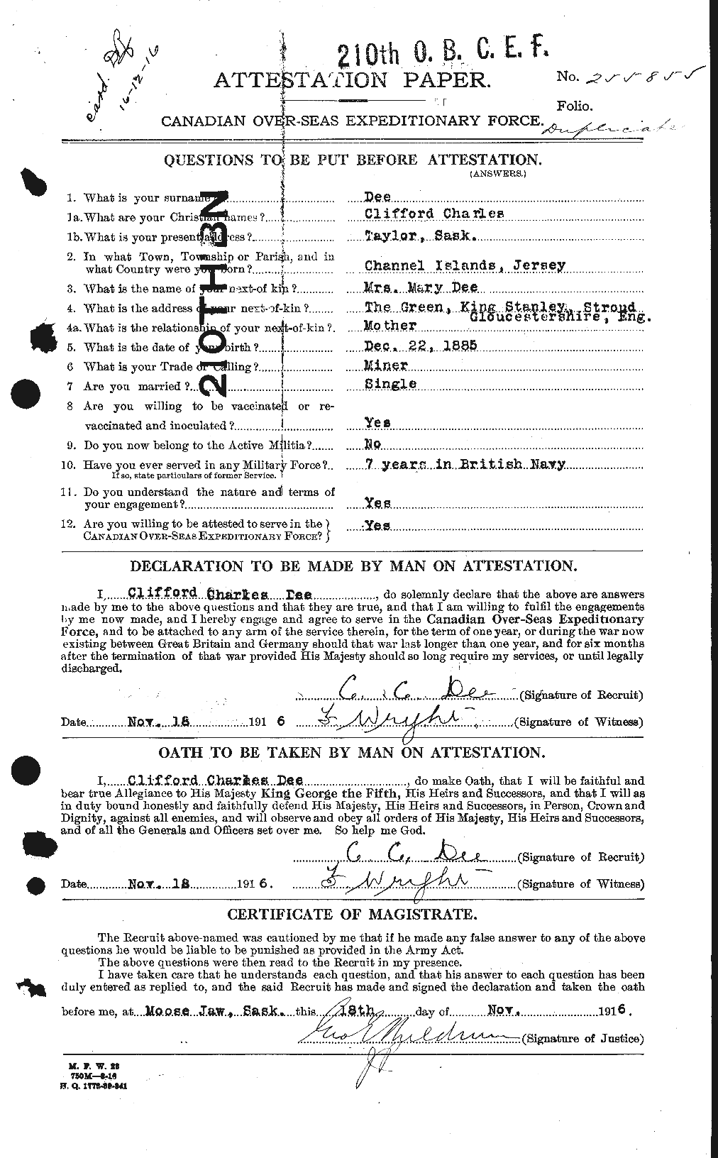Personnel Records of the First World War - CEF 285703a