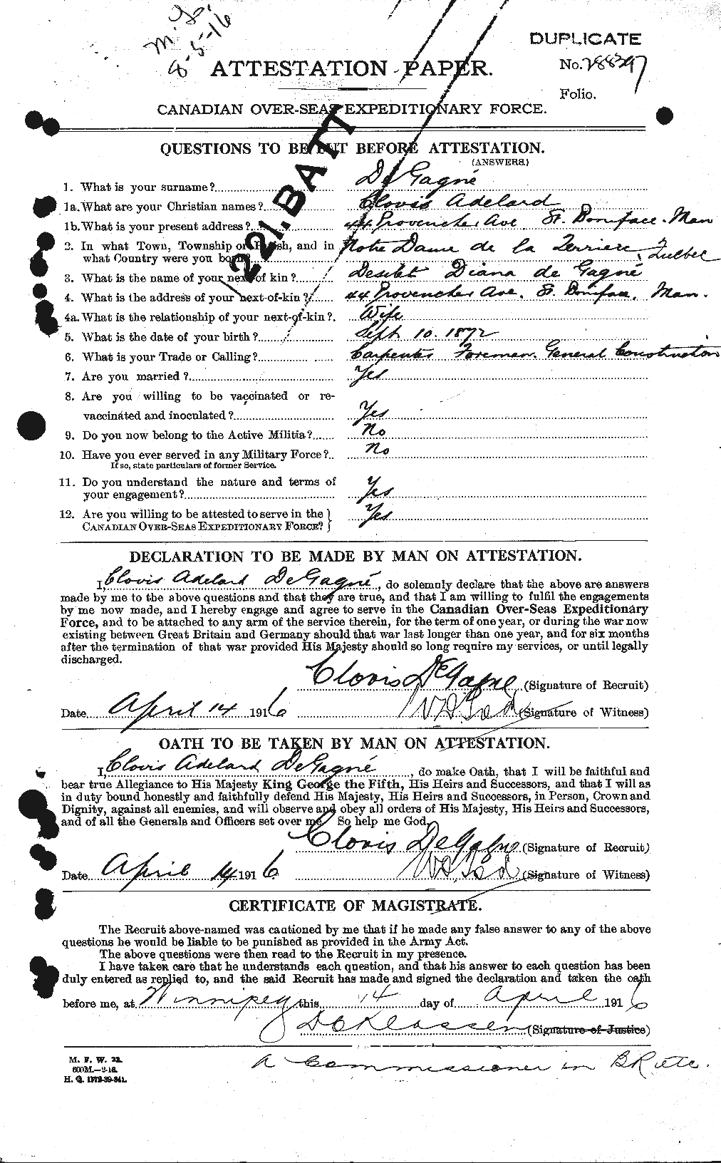 Personnel Records of the First World War - CEF 285923a