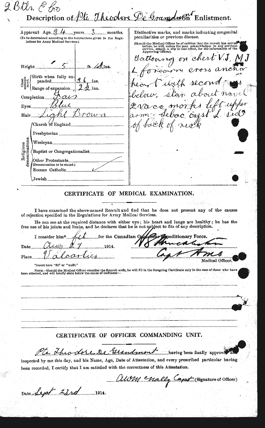 Dossiers du Personnel de la Première Guerre mondiale - CEC 286009b
