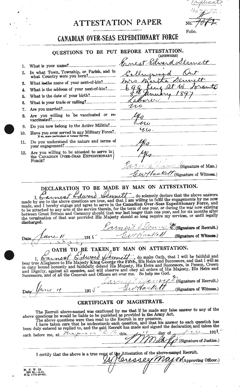 Personnel Records of the First World War - CEF 286072a
