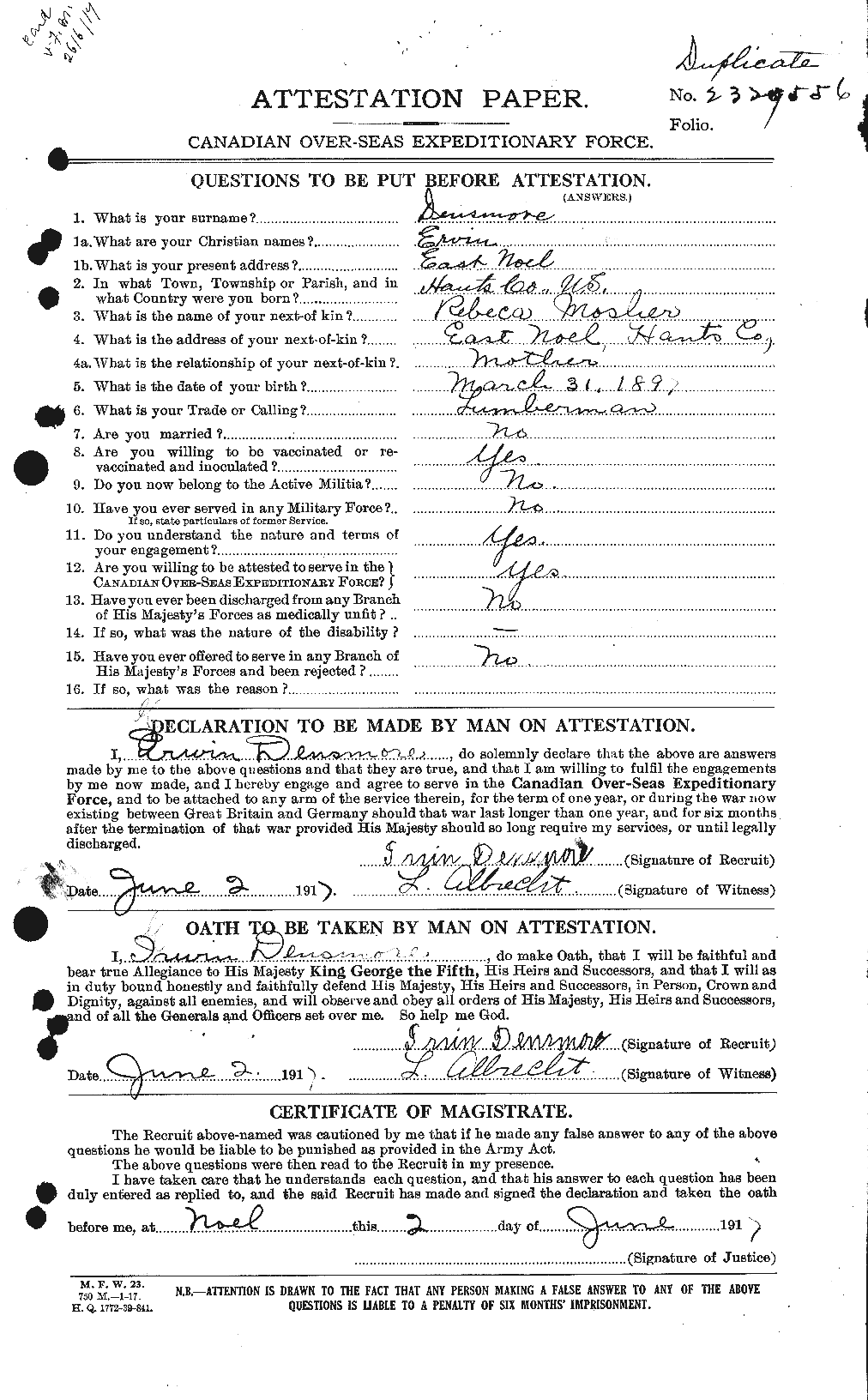 Personnel Records of the First World War - CEF 286424a