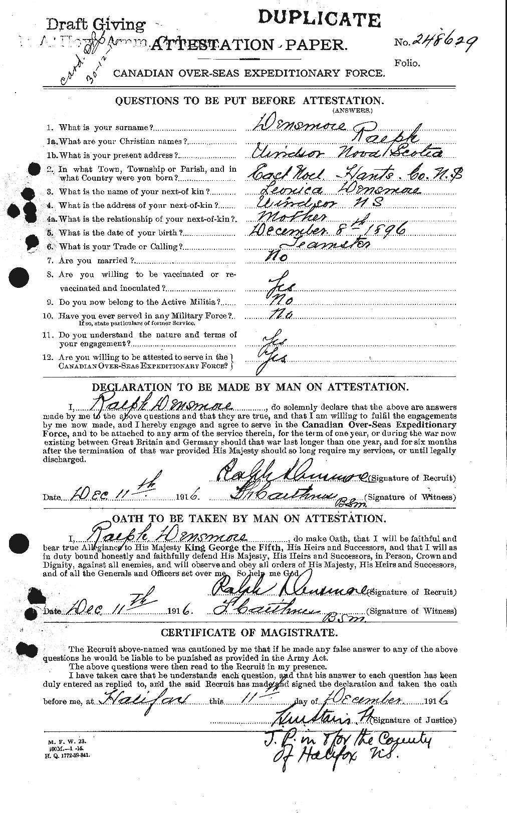 Personnel Records of the First World War - CEF 286438a