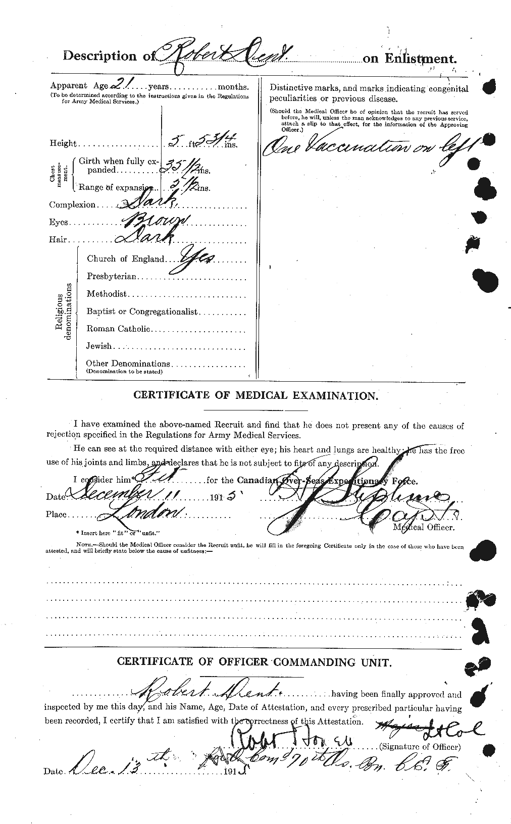 Dossiers du Personnel de la Première Guerre mondiale - CEC 286498b