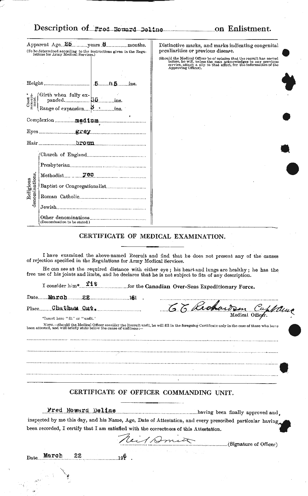 Dossiers du Personnel de la Première Guerre mondiale - CEC 286563b