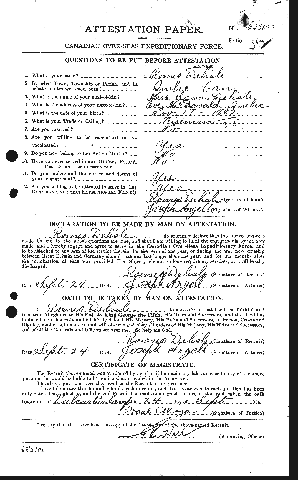 Personnel Records of the First World War - CEF 286643a