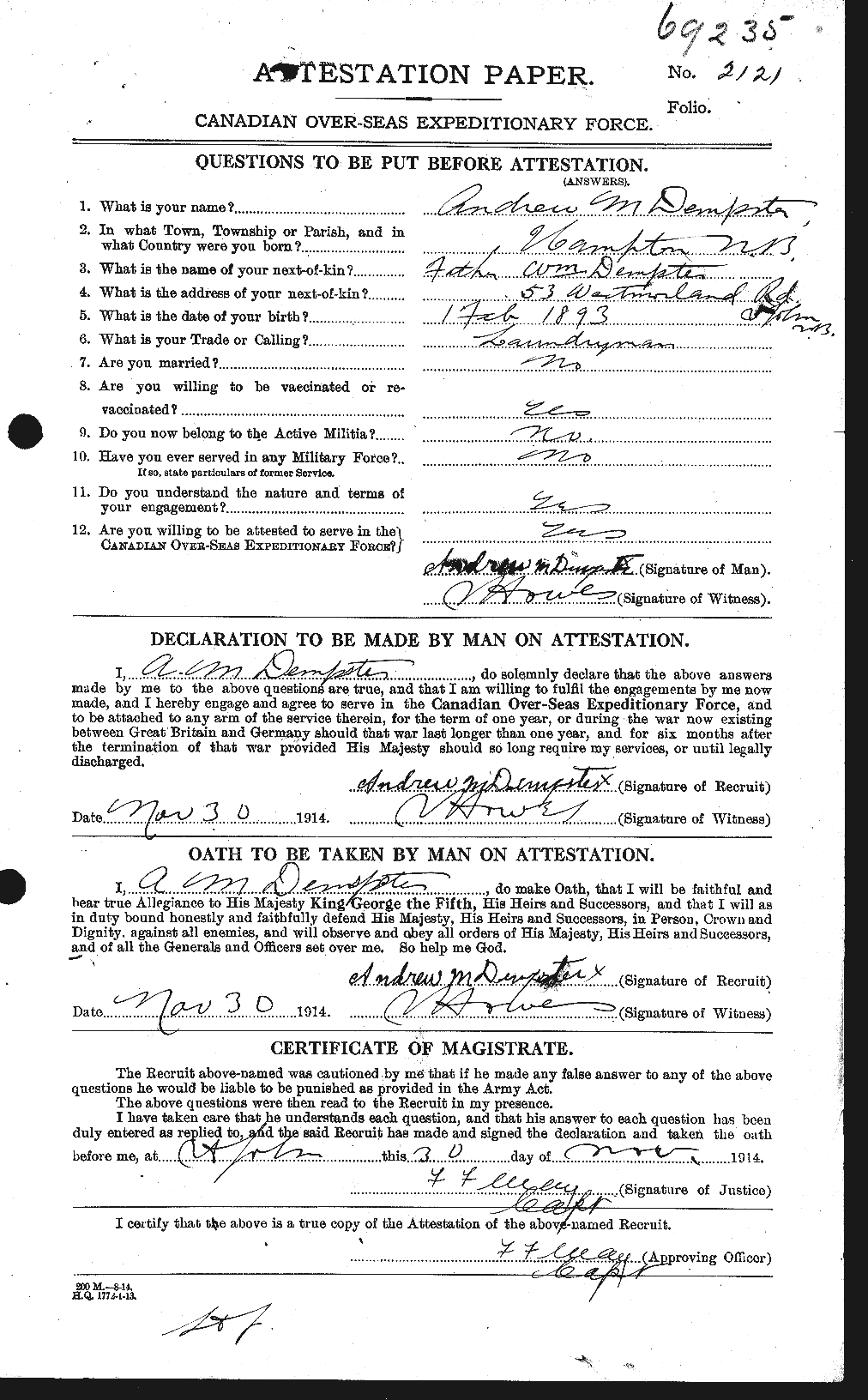 Personnel Records of the First World War - CEF 286938a