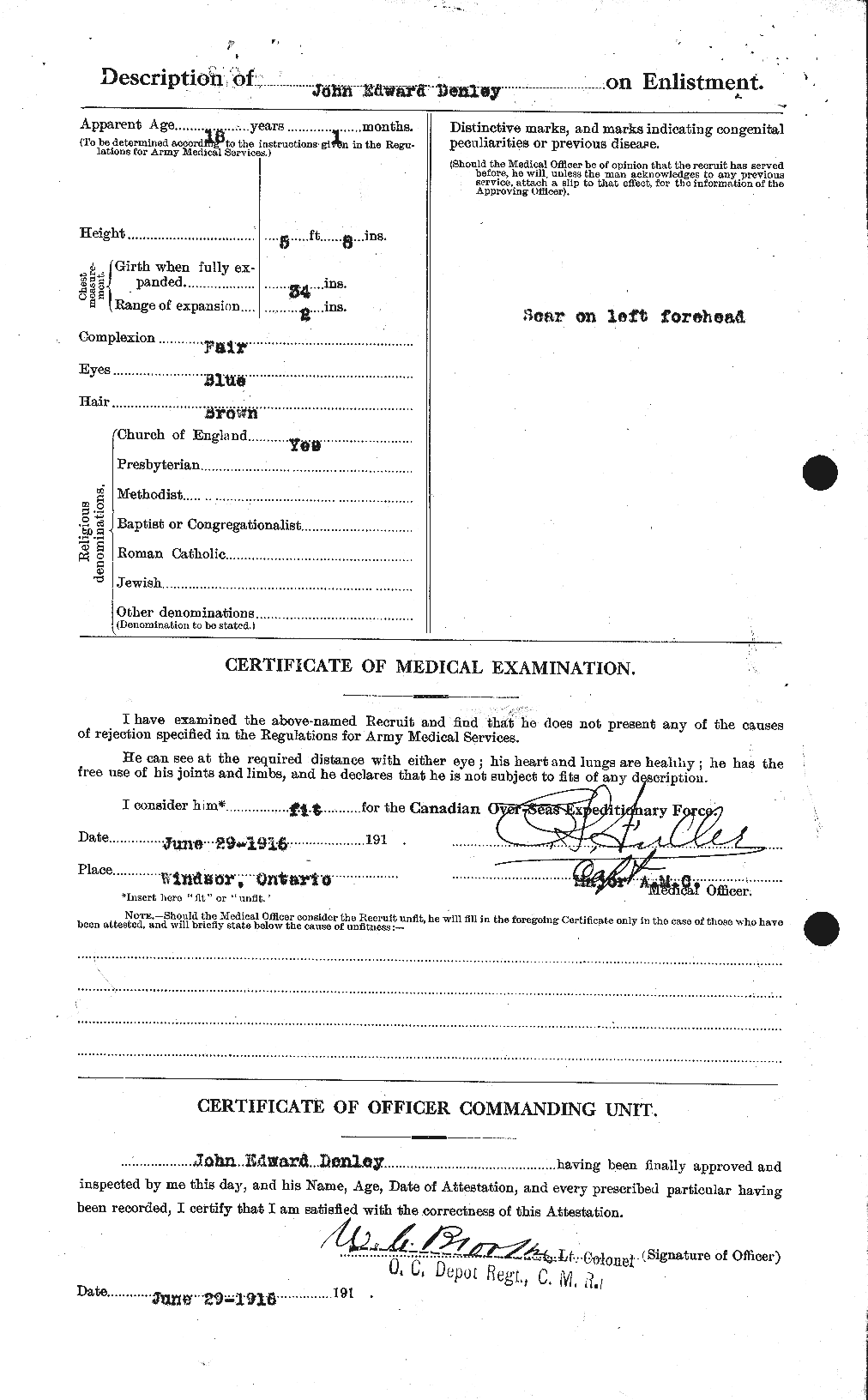 Dossiers du Personnel de la Première Guerre mondiale - CEC 288105b