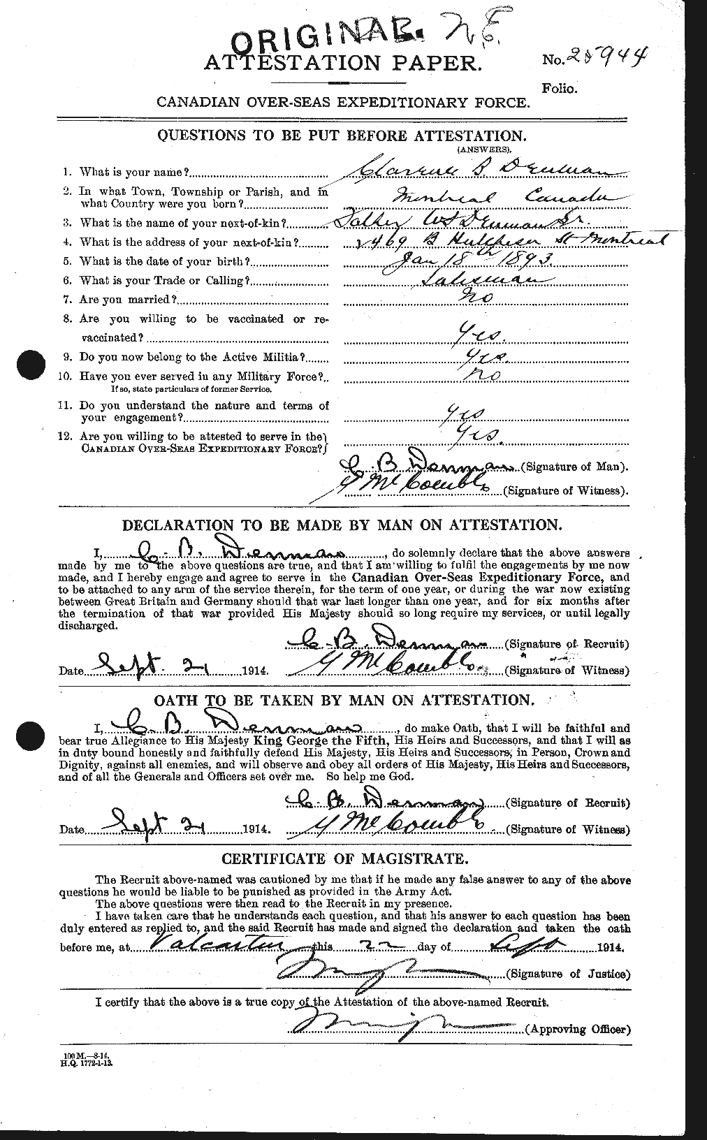 Personnel Records of the First World War - CEF 288113a
