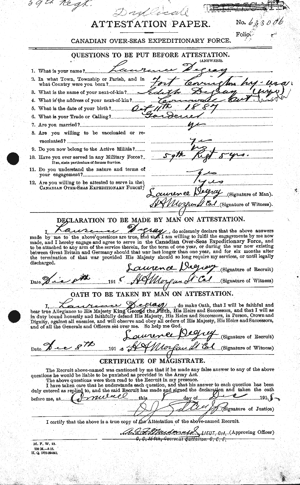 Personnel Records of the First World War - CEF 288210a