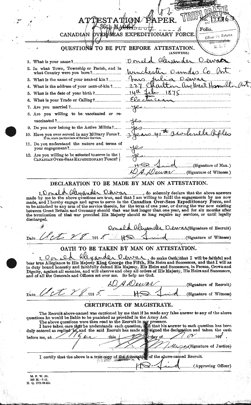 Personnel Records of the First World War - CEF 288591a