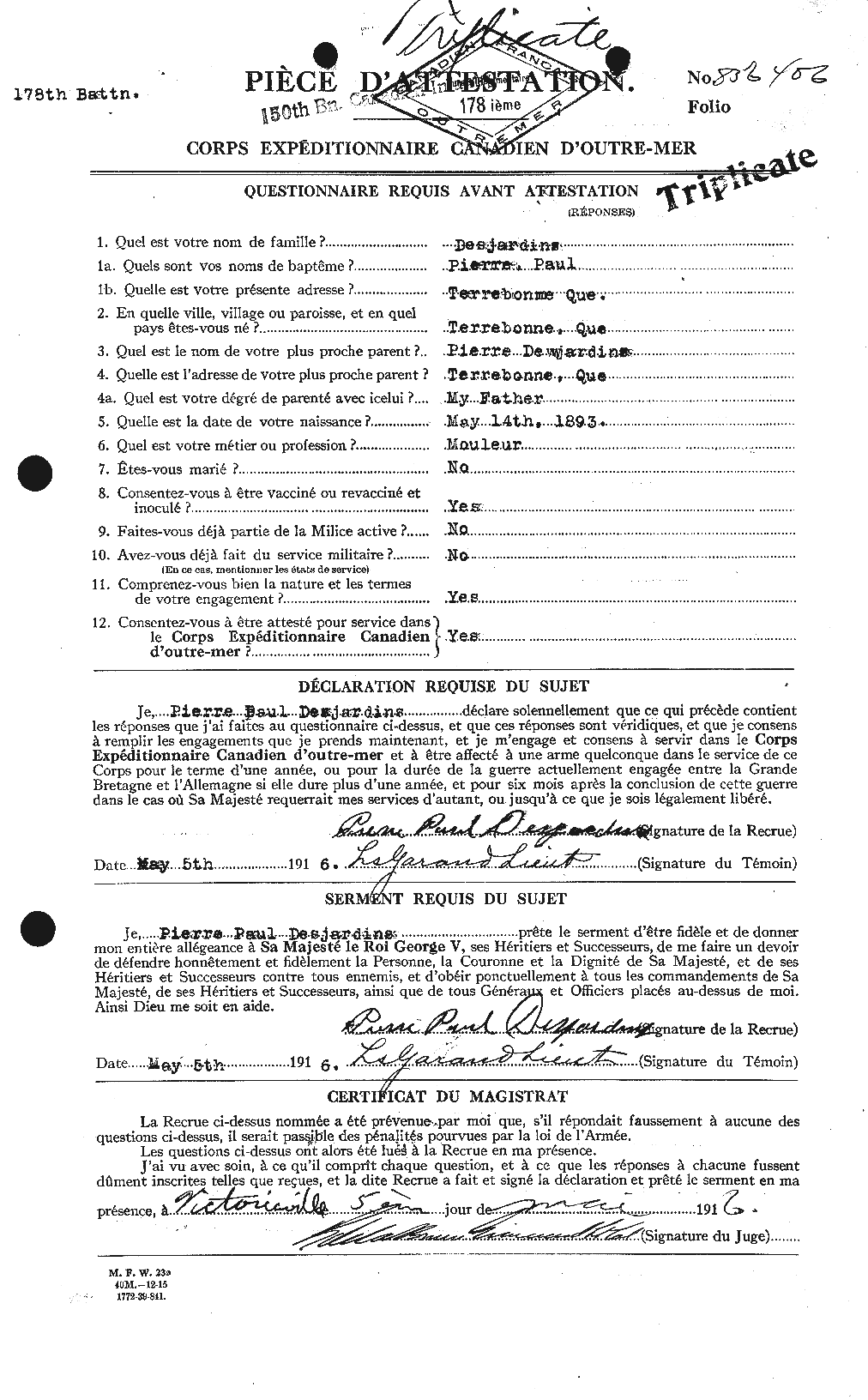 Personnel Records of the First World War - CEF 290001a