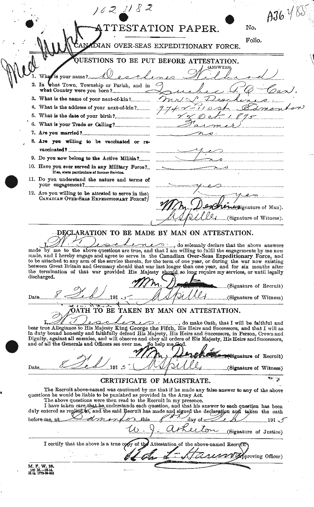 Personnel Records of the First World War - CEF 290243a
