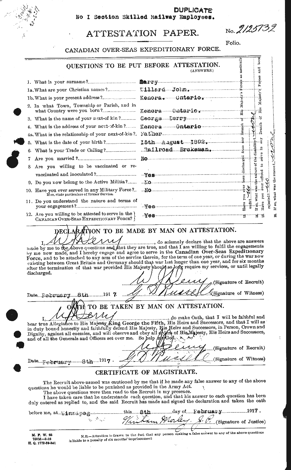 Personnel Records of the First World War - CEF 290368a