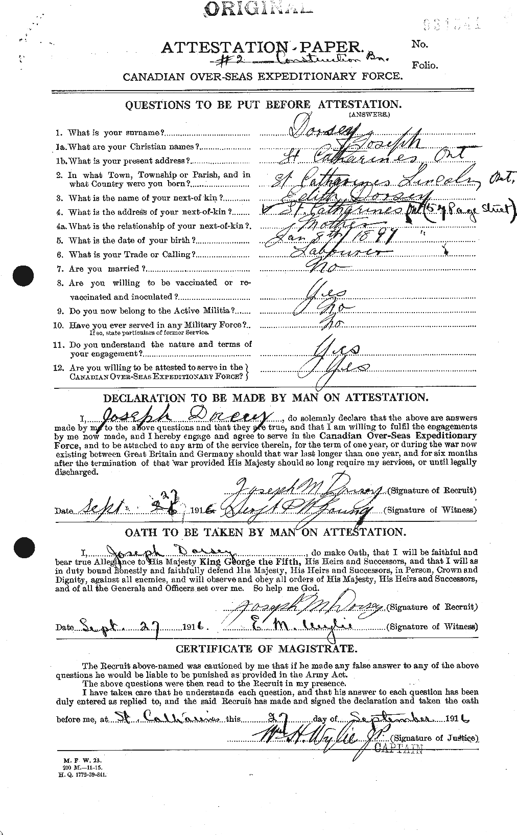 Personnel Records of the First World War - CEF 291269a