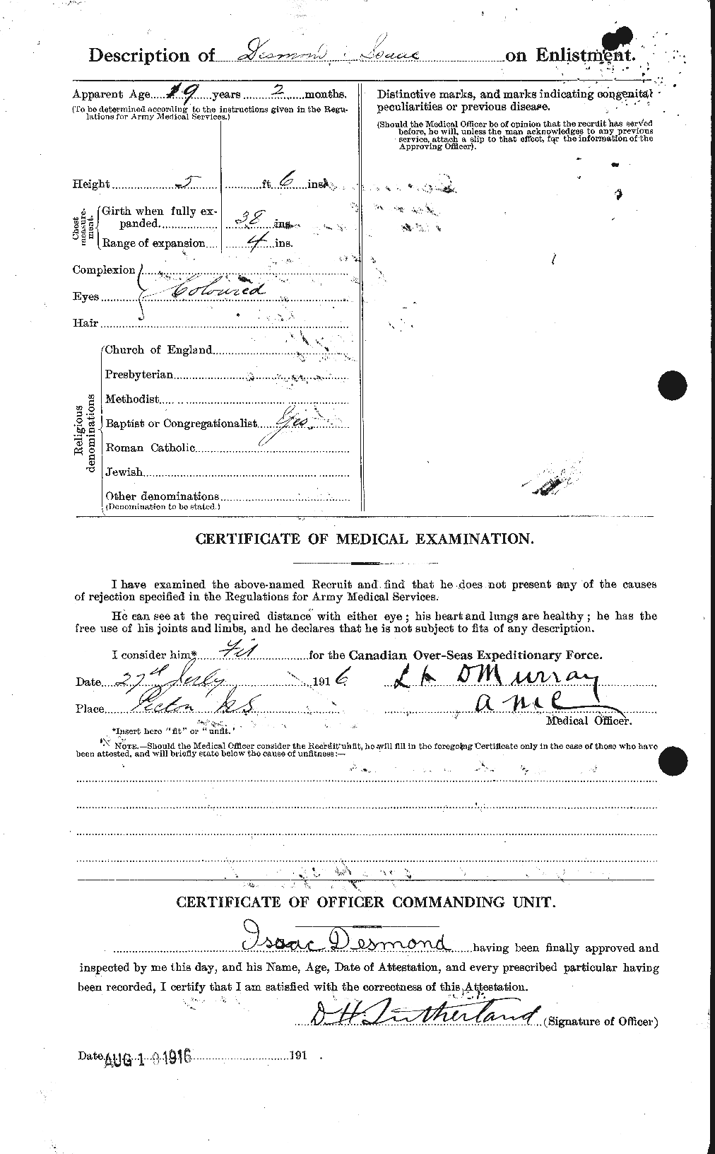 Dossiers du Personnel de la Première Guerre mondiale - CEC 291346b