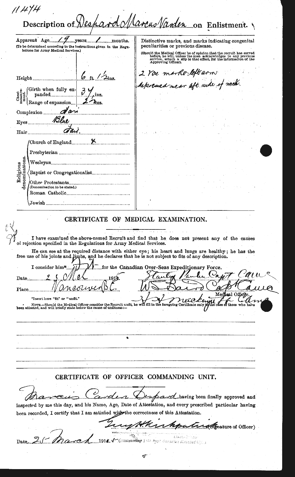 Personnel Records of the First World War - CEF 291463b