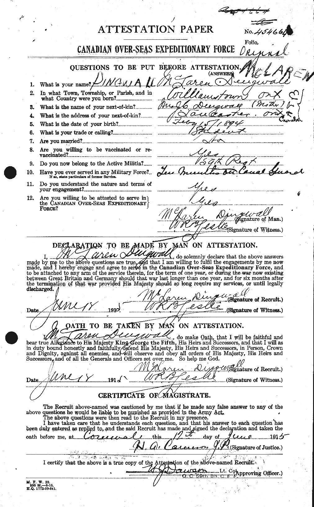 Personnel Records of the First World War - CEF 292310a