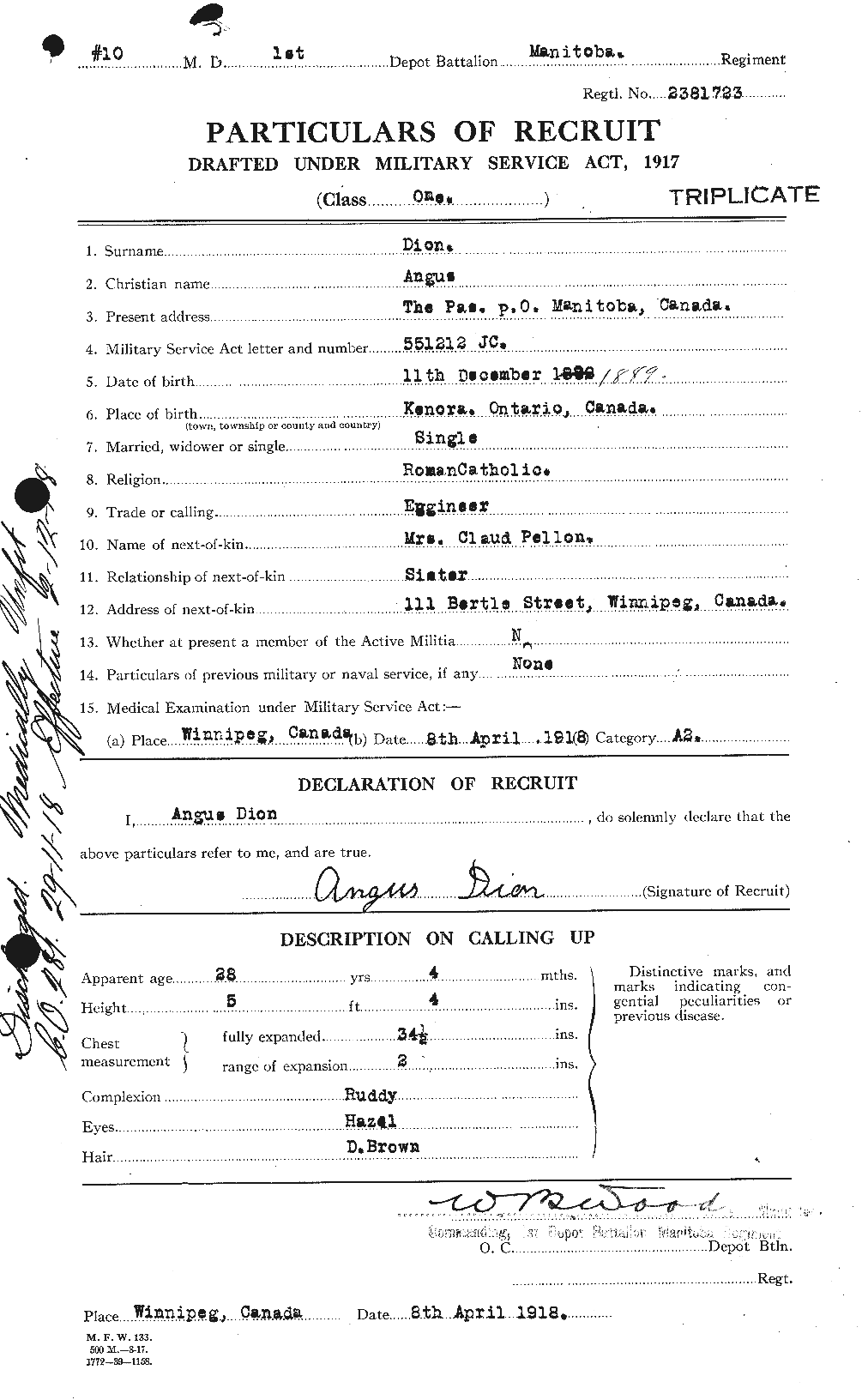 Personnel Records of the First World War - CEF 292434a