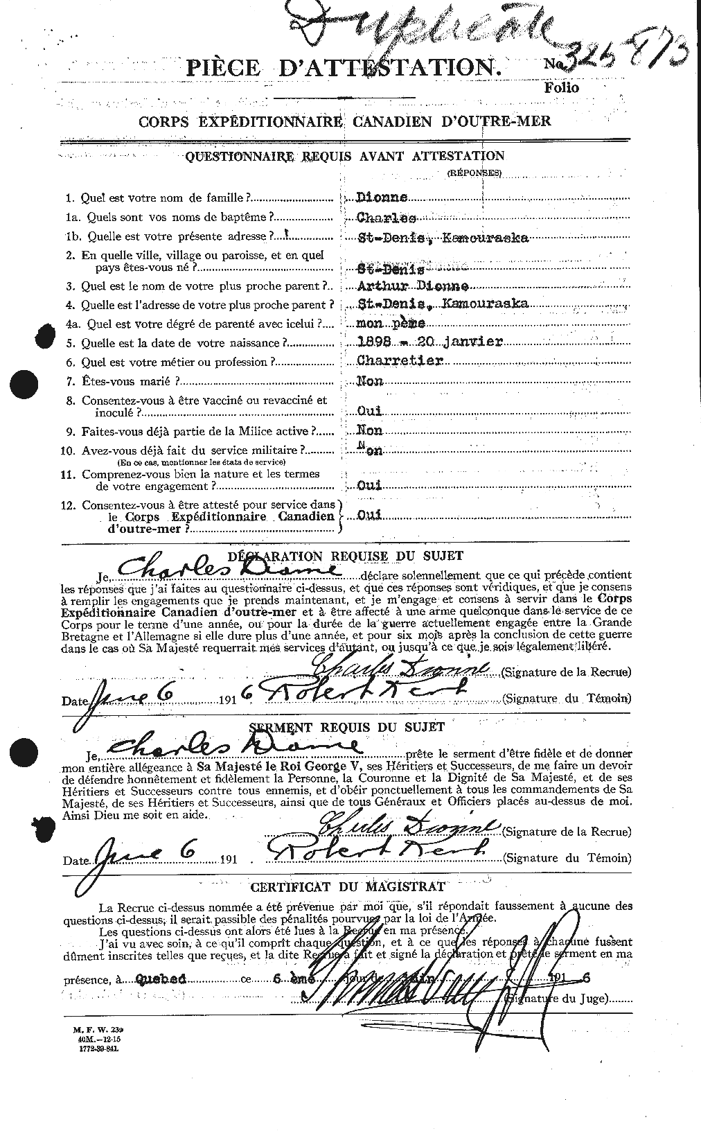 Personnel Records of the First World War - CEF 292565a