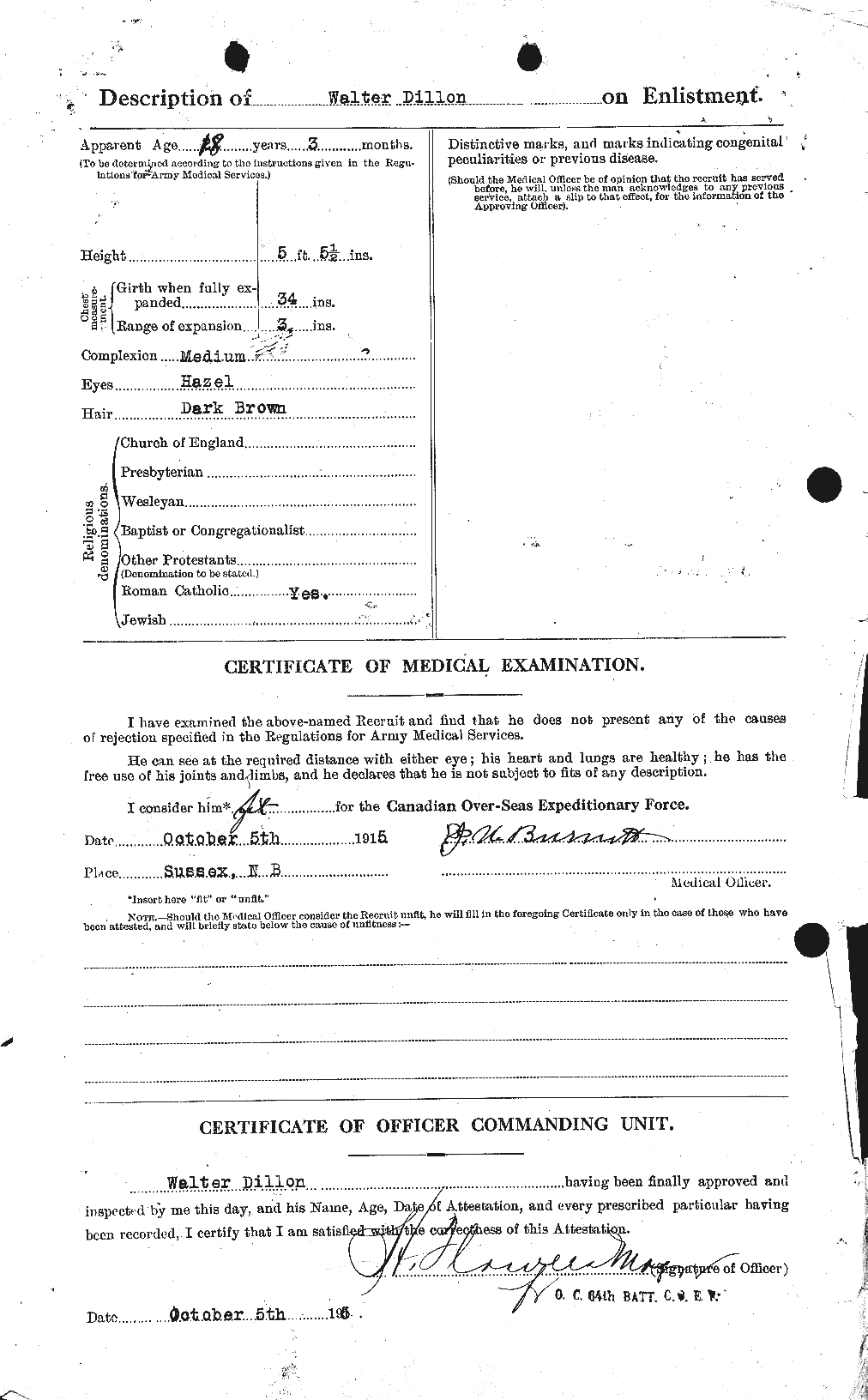 Dossiers du Personnel de la Première Guerre mondiale - CEC 293741b