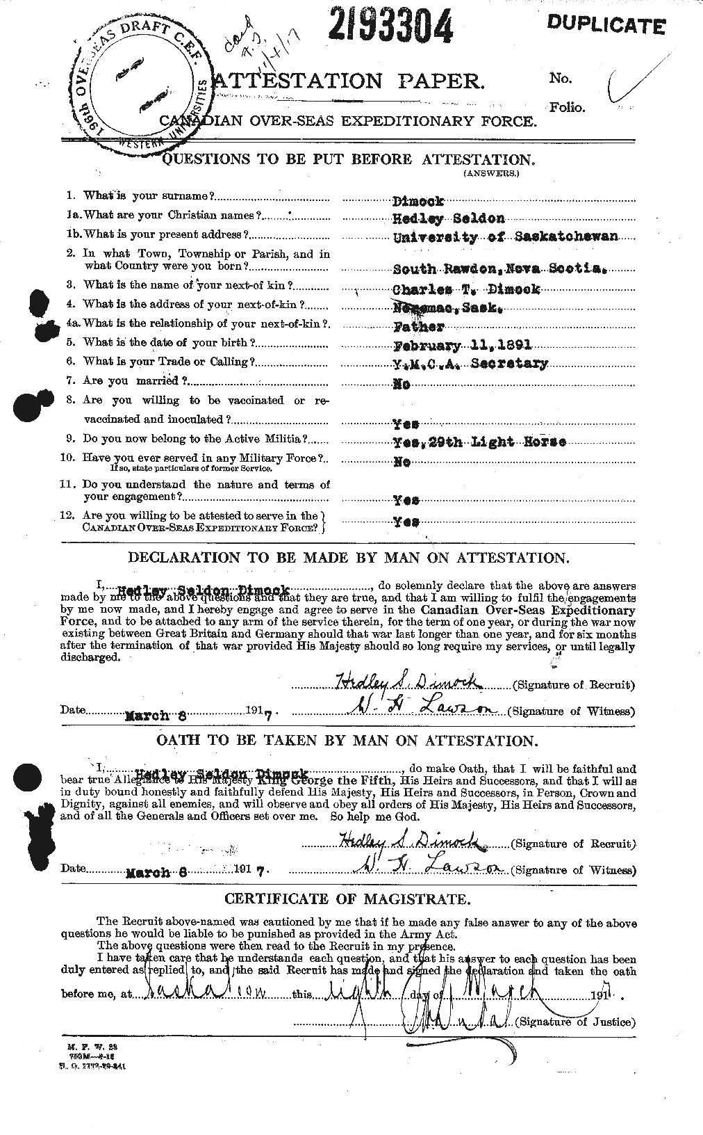 Personnel Records of the First World War - CEF 293849a