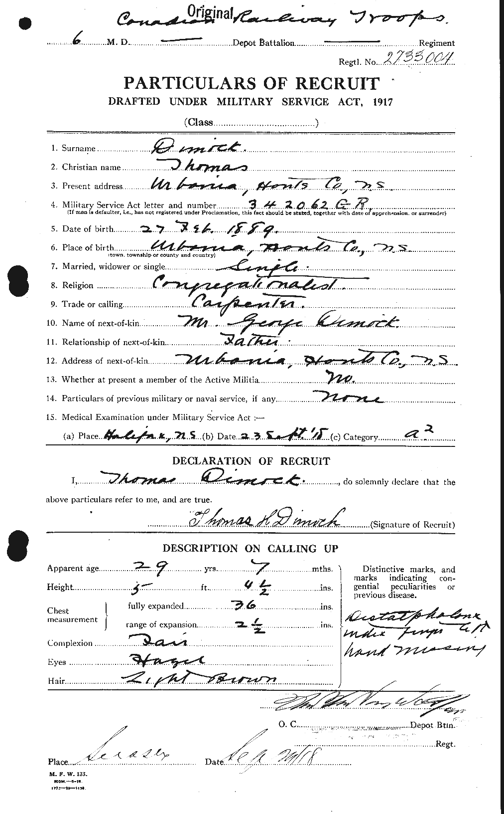 Personnel Records of the First World War - CEF 293854a