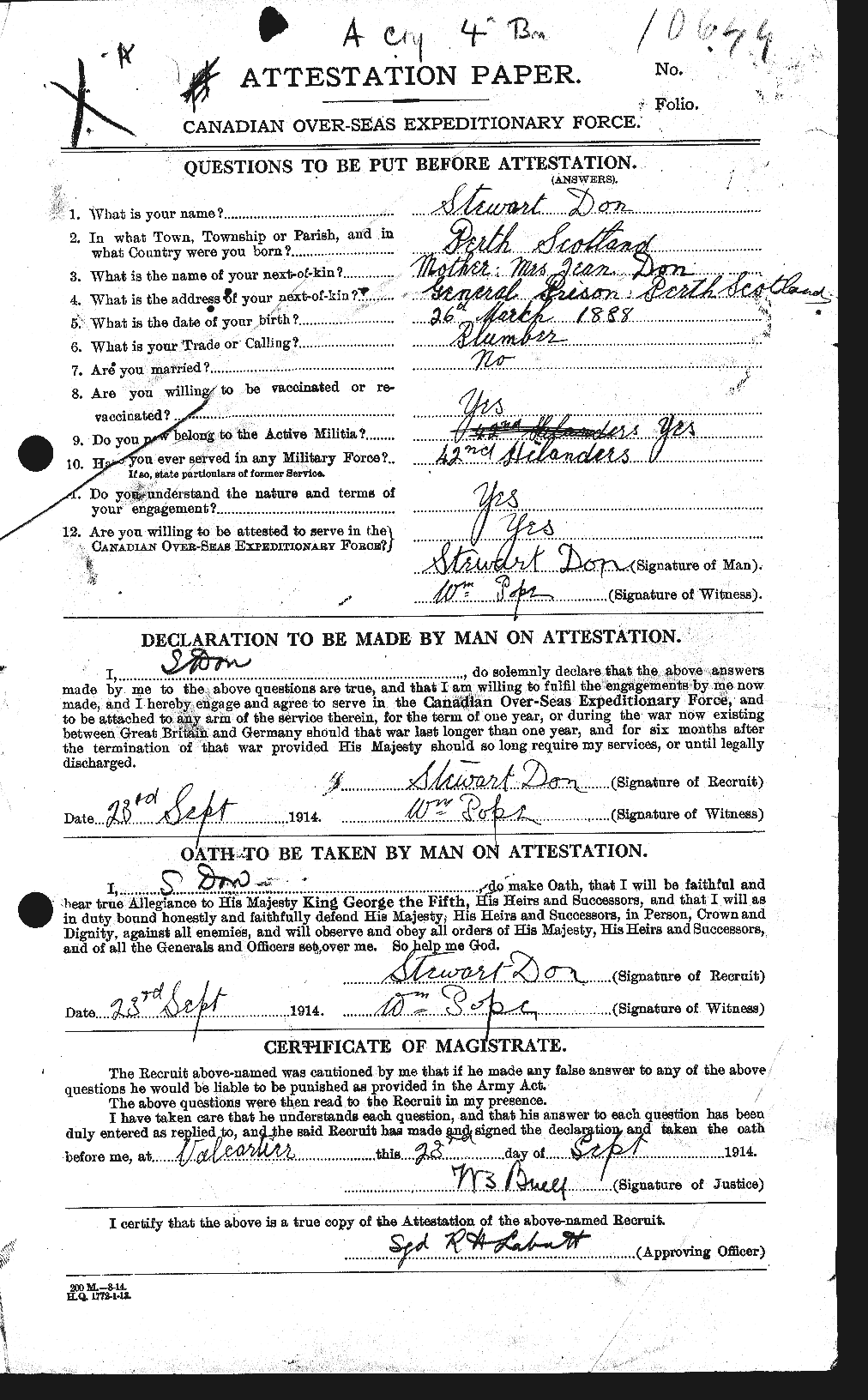 Personnel Records of the First World War - CEF 295594a
