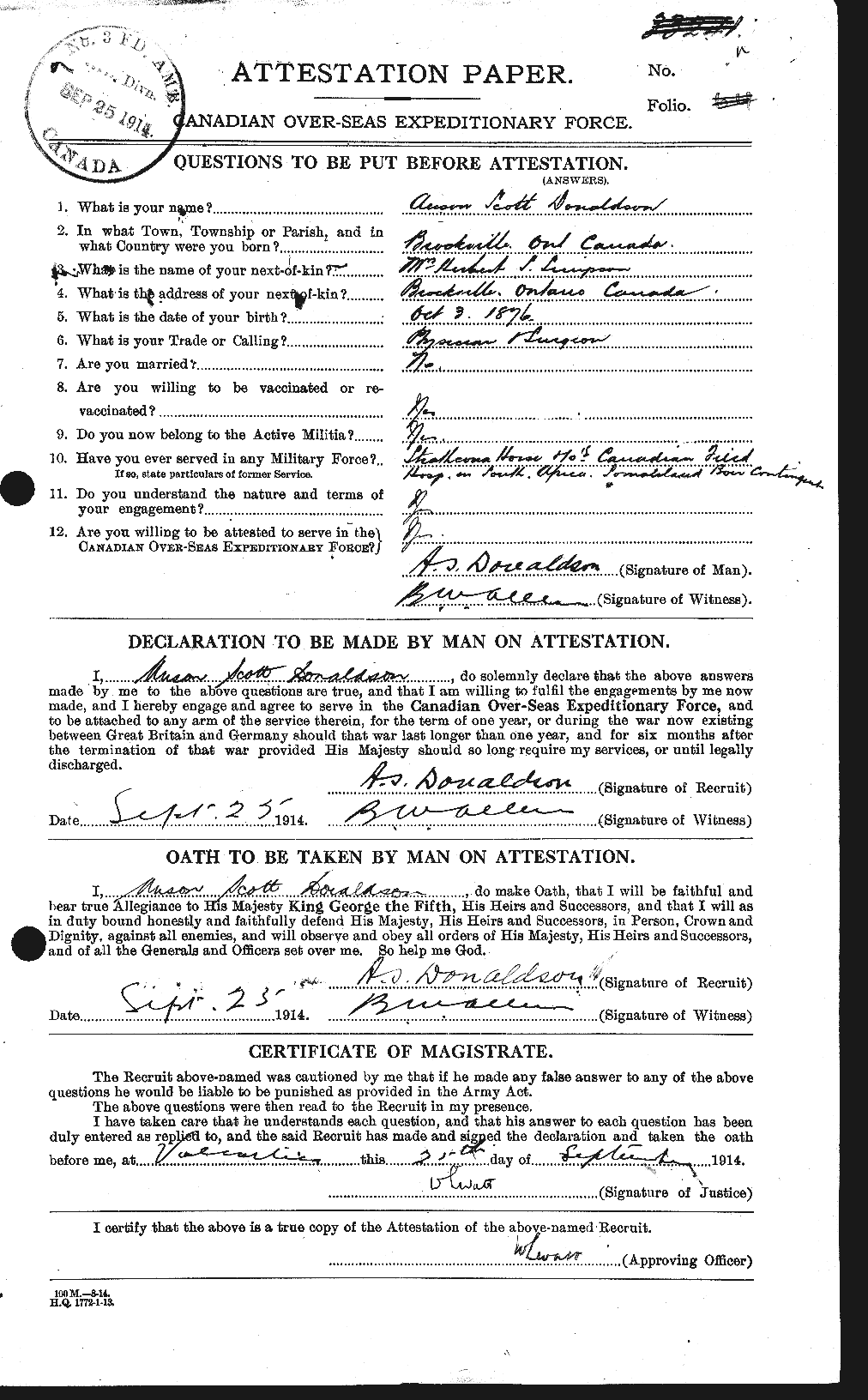 Personnel Records of the First World War - CEF 295879a
