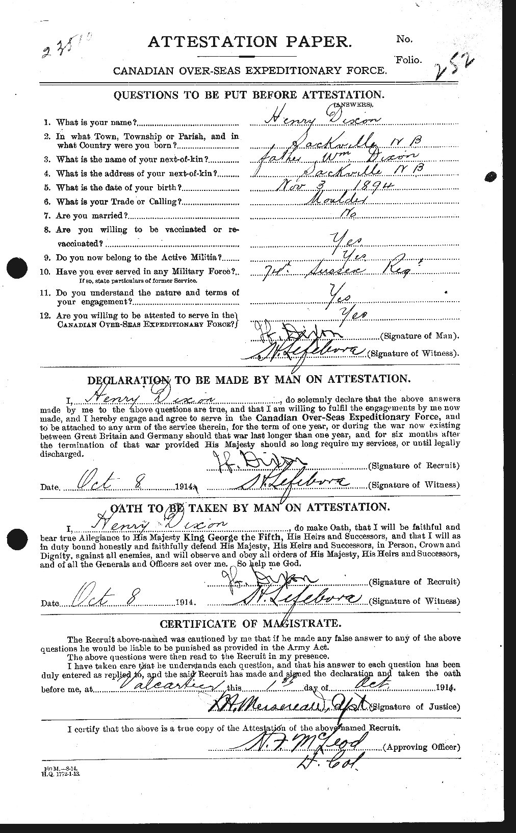 Personnel Records of the First World War - CEF 296768a