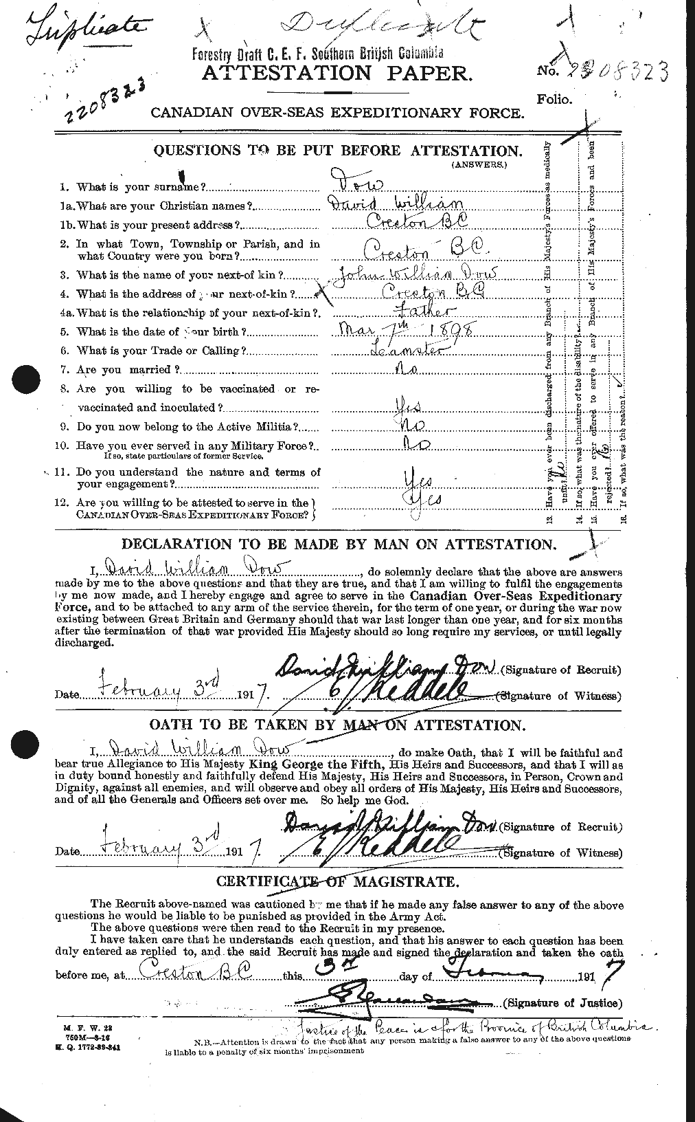Personnel Records of the First World War - CEF 297035a