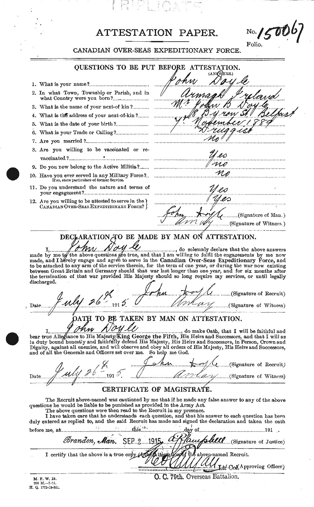 Personnel Records of the First World War - CEF 298570a