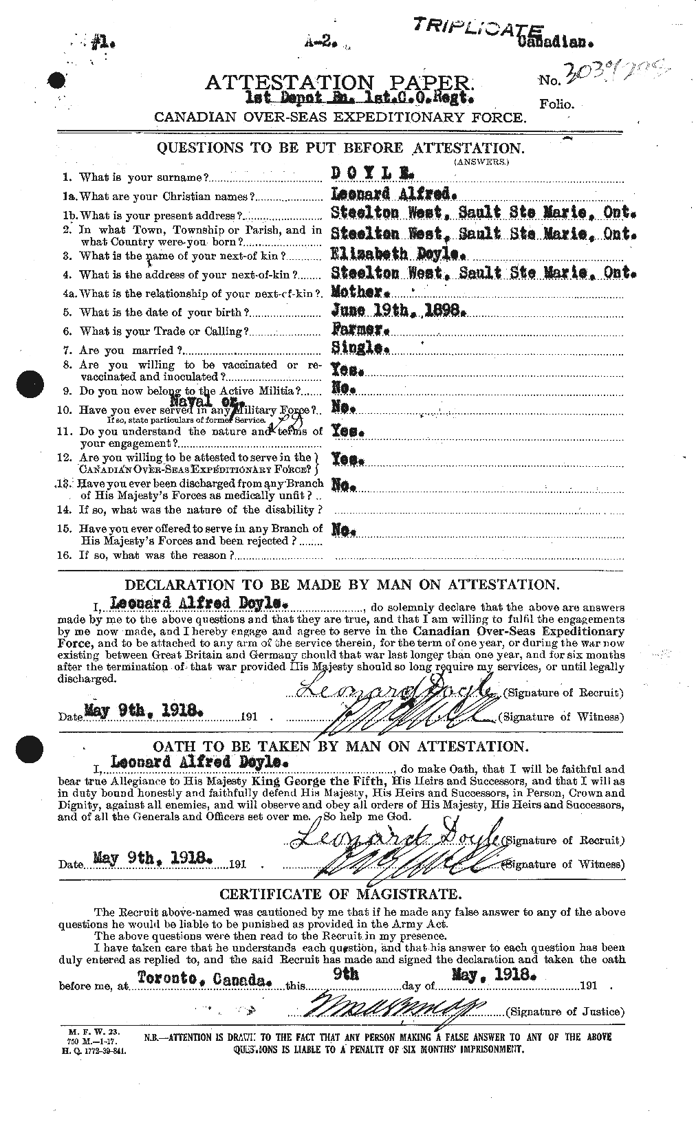 Personnel Records of the First World War - CEF 298635a