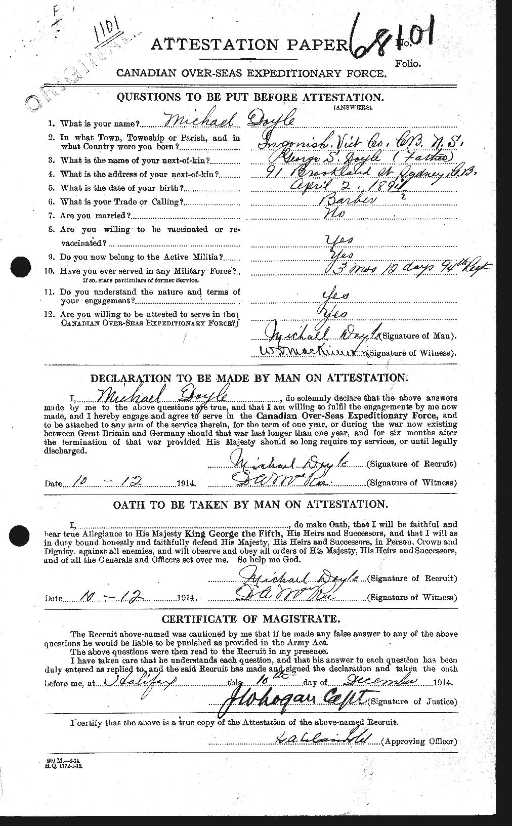 Personnel Records of the First World War - CEF 298646a