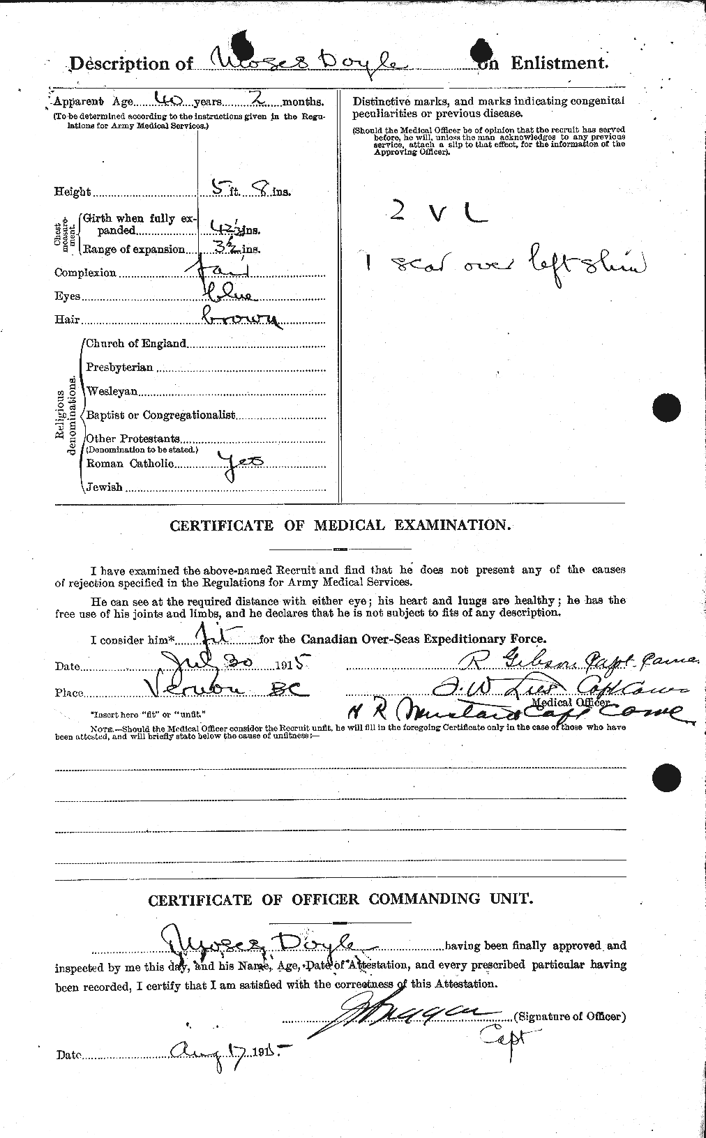 Dossiers du Personnel de la Première Guerre mondiale - CEC 298658b
