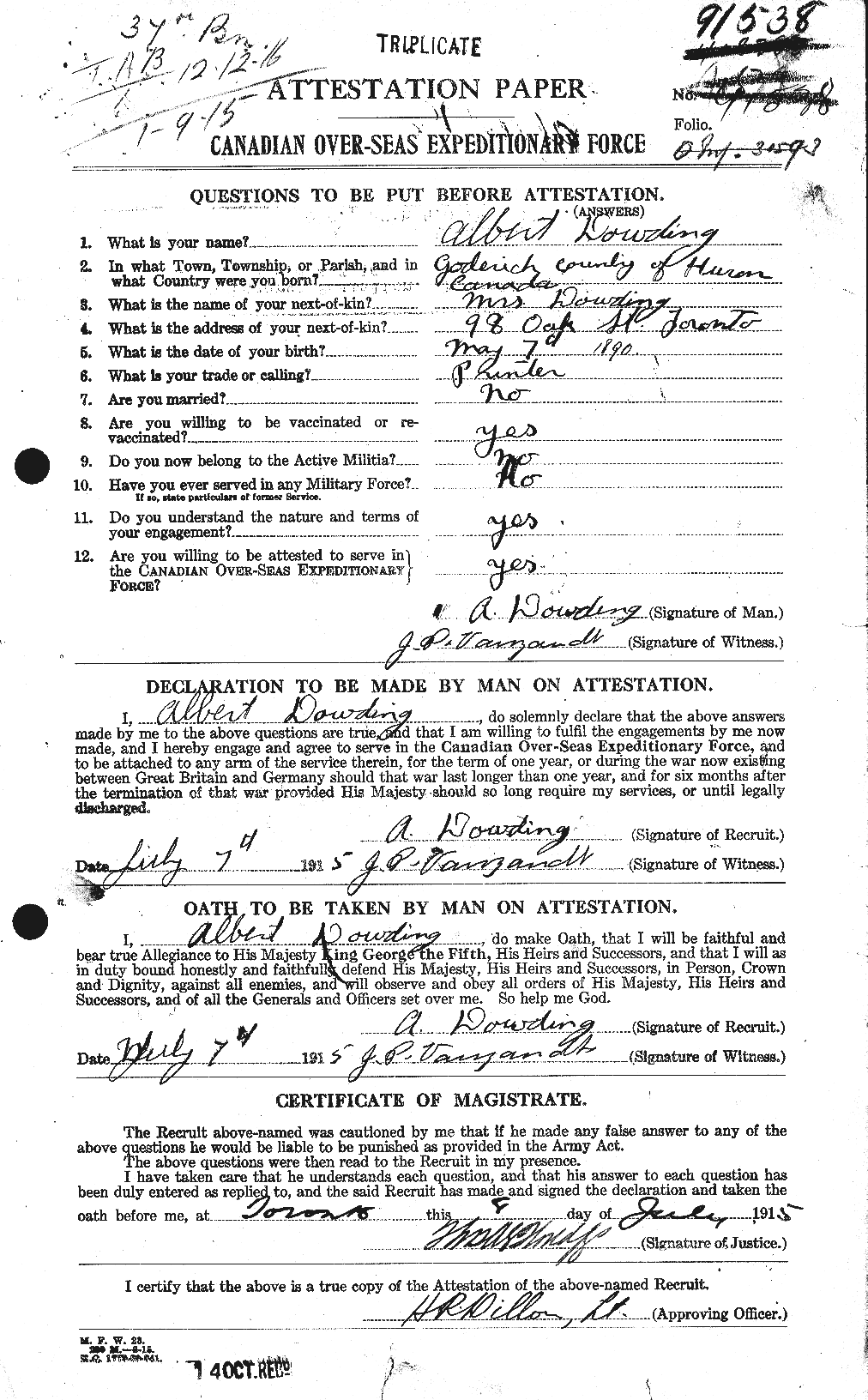 Personnel Records of the First World War - CEF 299259a