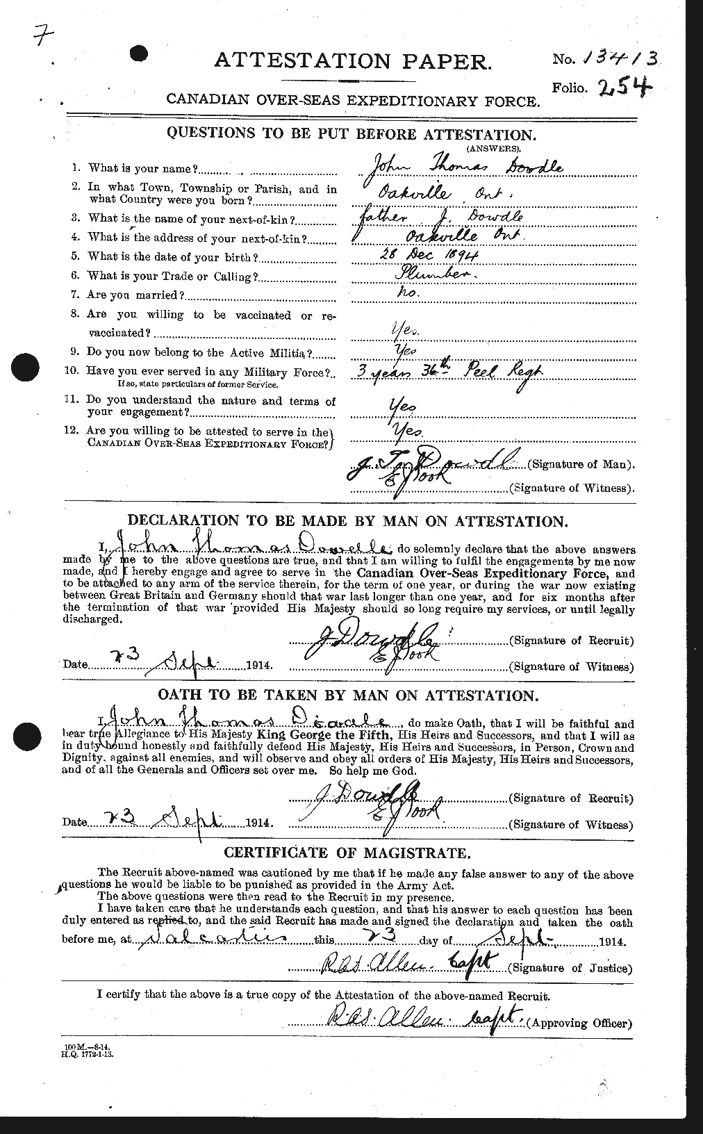 Personnel Records of the First World War - CEF 299277a