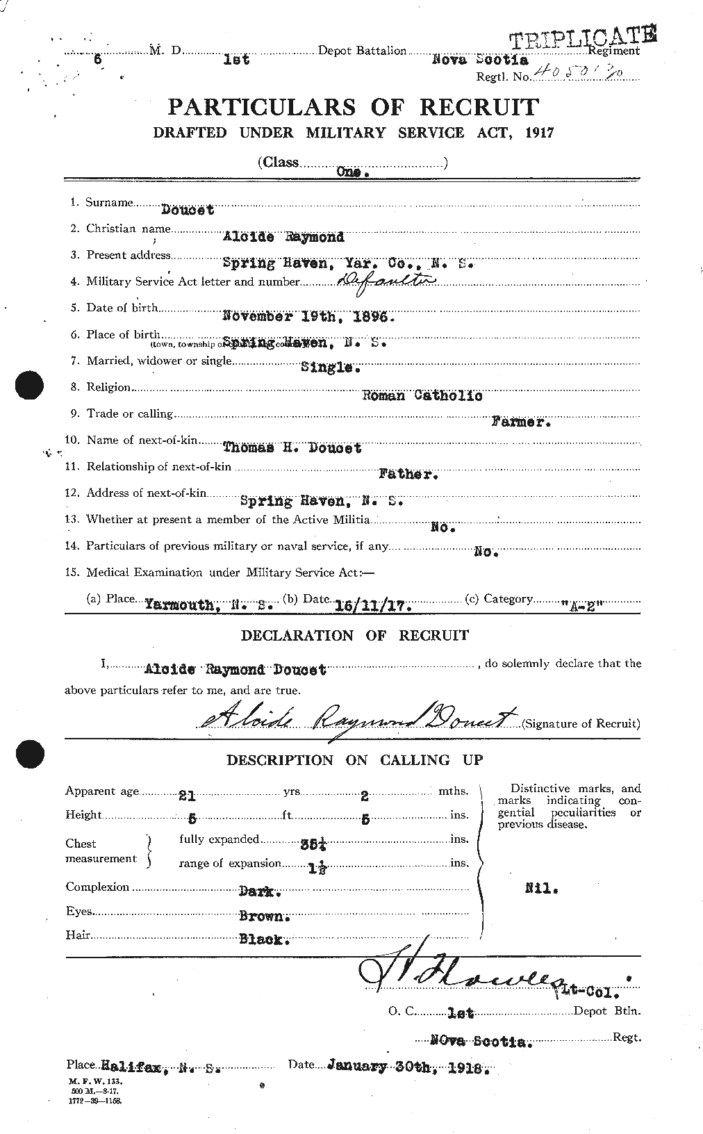 Dossiers du Personnel de la Première Guerre mondiale - CEC 299719a