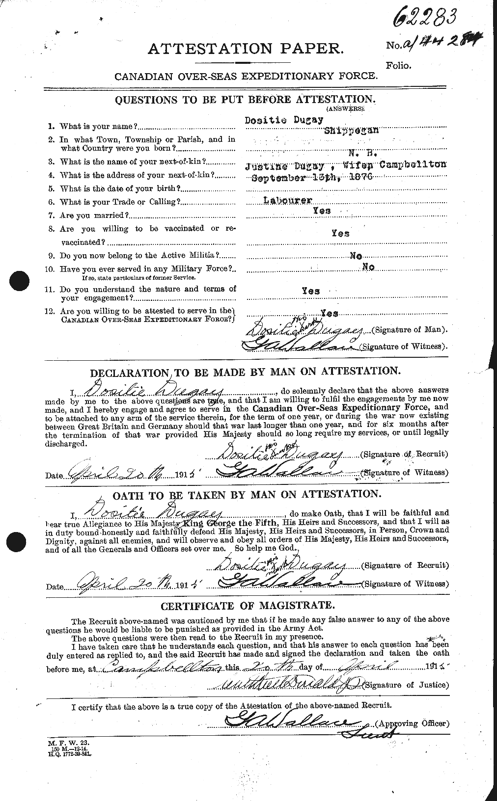Personnel Records of the First World War - CEF 300019a
